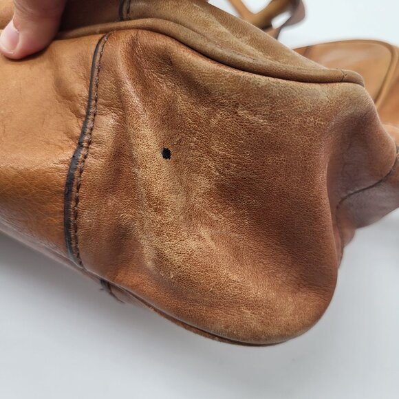 FOSSIL Brown Leather Laptop Bag Satchel  Messenger Shoulder Strap y2k acadamia - Picture 8 of 16